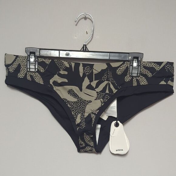 NWT Prana Black and Tan Patterned Bikini Bottom - Picture 1 of 4